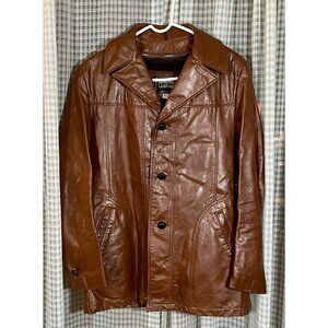 Vintage R Sherman Brown Leather Jacket 40 Men’s With Zipout Liner Made In USA